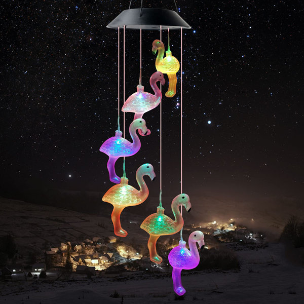 Bayou Breeze Flamingo Wind Chime, Bird Wind Chimes, Solar Wind Chime, Flamingo Decor, Wind Chime